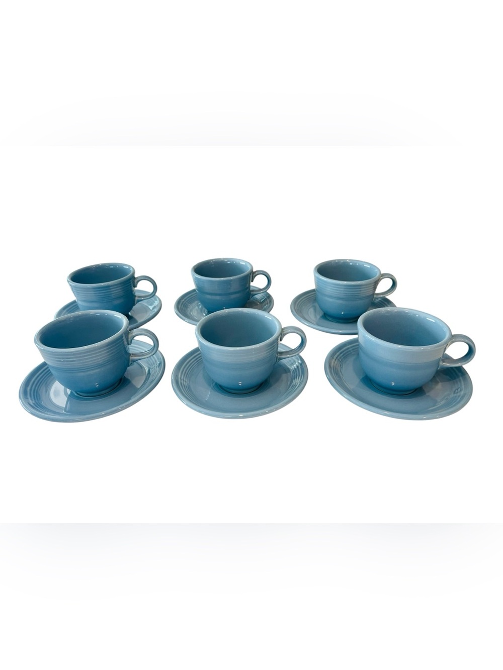 Vintage Homer Laughlin Fiesta Ware Periwinkle Teacups & Saucers Set of 6